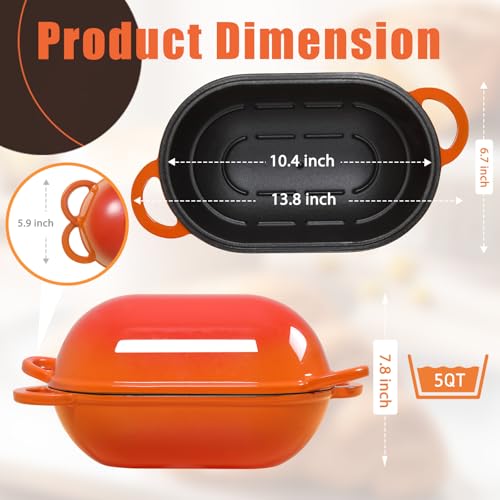5 QT Enameled Cast Iron Sourdough Bread Oven (Orange / 5 QT)
