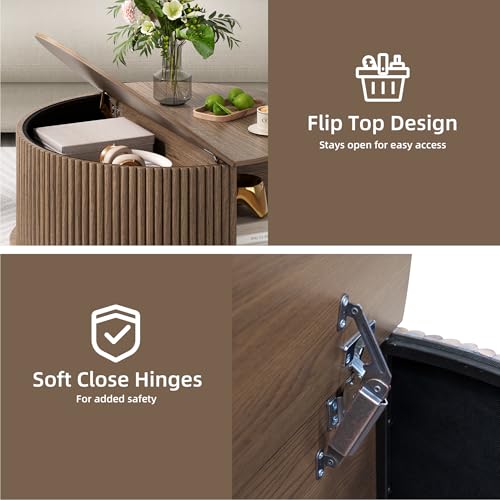 Round Coffee Tables for Living Room (Walnut)