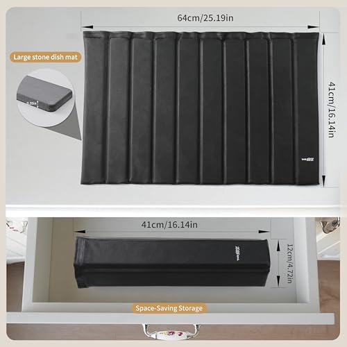 Stone Drying Mat for Kitchen Counter (PU-Black)