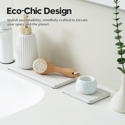 3 Pack Diatomite Stone Sink Tray (3 Pcs - Beige - 1pc of 9"x 3.5" and 2pcs of 4.5"x 3.5")