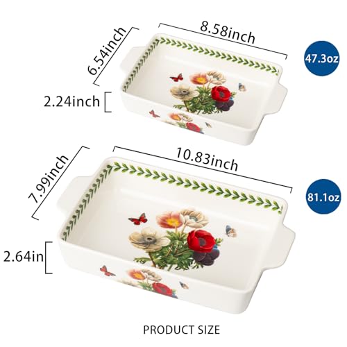 ONCCI In Glaze Ceramic Baking Dish Set of 2 (Corn Poppy)