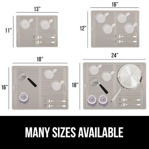 Patented BPA Free Silicone Dish Drying Mat (13" x 11" / Silicone / Almond)