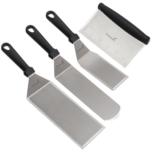 Metal Spatula Griddle Accessories Set (Plastic handle set)