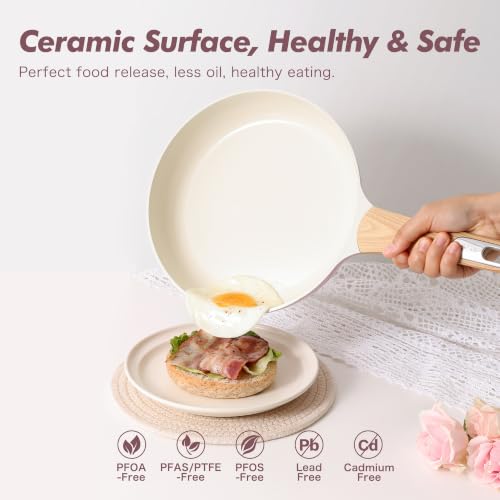 Ceramic Pots and Pans Set Nonstick (Ceramic Pink)