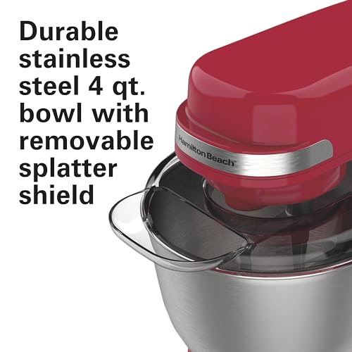 Electric Stand Mixer (Red / 7 Speeds with Whisk & Splash Guard)