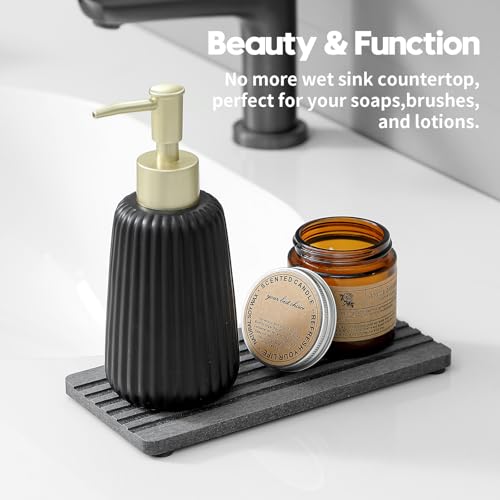 2PCS Diatomite Quick Stone Drying Tray Mat For Bathroom & Kitchen Counter (2 Pcs - Charcoal Gray)