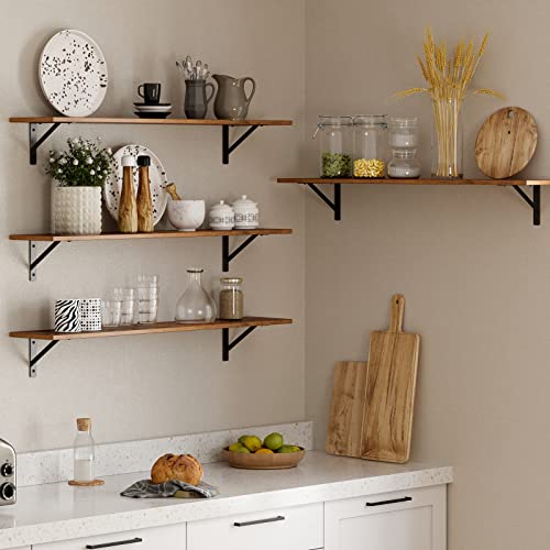 Long Wall Shelves (Rustic Brown / 39.4 Inch)