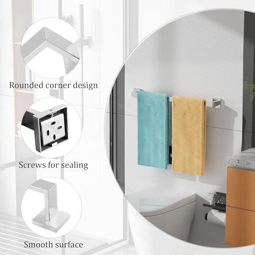 Towel Bar Towel Racks for Bathroom Wall Mount 24 Inch (Single 24 Inch / Brushed Nickel)