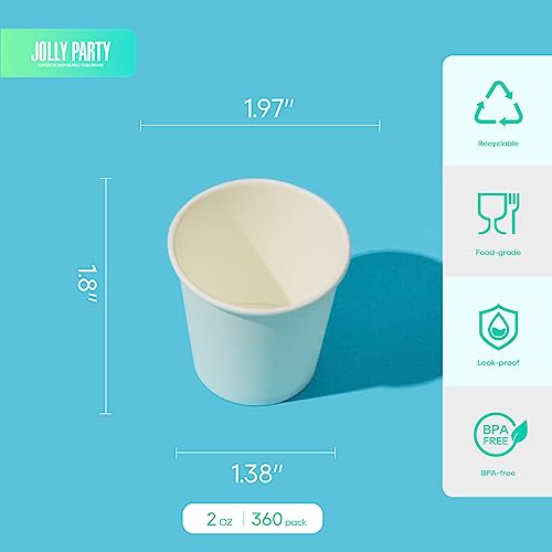 2 oz Bathroom Cups 360 Pack Small Paper Cup White Mouthwash Cup (360Pack)