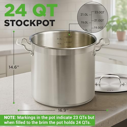 Stainless Steel Stock Pot with Lid (Stainless Steel / 24 Quarts)