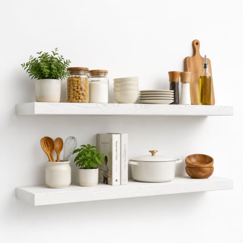 Floating Shelves Set of 2 (White / 48'' x 8''x 2''(set of 2）)