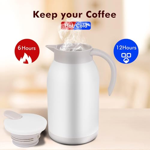 Stainless Steel Thermal Coffee Carafe Dispenser (40oz,White / 40 Ounces)