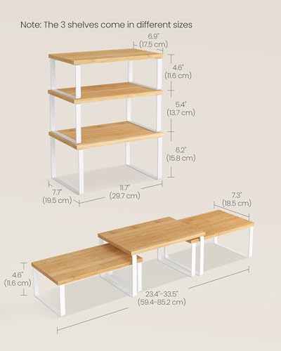 Cabinet Organizer Shelf (Black + Natural / S (4.6"H) + S (5.4"H) + S (6.2"H))