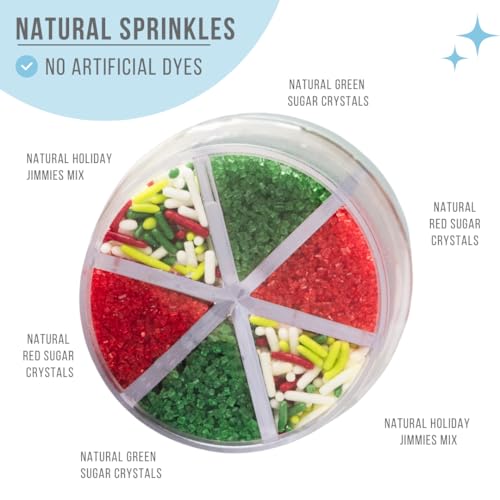 Sprinkles 6 Cell Edible Sprinkle Mix Jimmies Perfect for Cake Decorations Baking Ice Cream Cookies Cupcake Topper (Christmas)