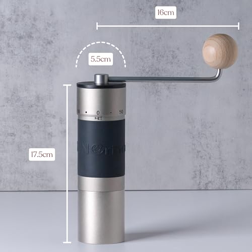 Sliver】KINGrinder K6 Manual Coffee Grinder Straight Handle Stainless Burr (Sliver)