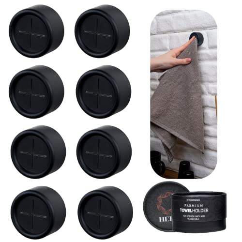 Towel Holder 8 Pack Modern Kitchen Towel Hooks (8 Pack / Matrix Black)