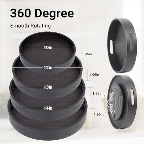 10in Black Bamboo Lazy Susan Turntable Organizer for Pantry (Black-10in / Bamboo)