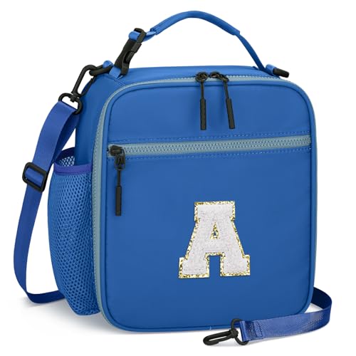 Lunch Box Kids Large Initial Insulated Lunch Bag for Girls (Blue / A)