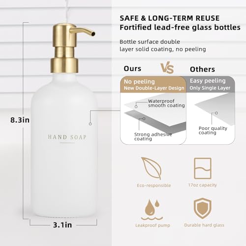 Soap Dispenser Bathroom (White Bottle/Gold Pump N+ Tray + Funnel)