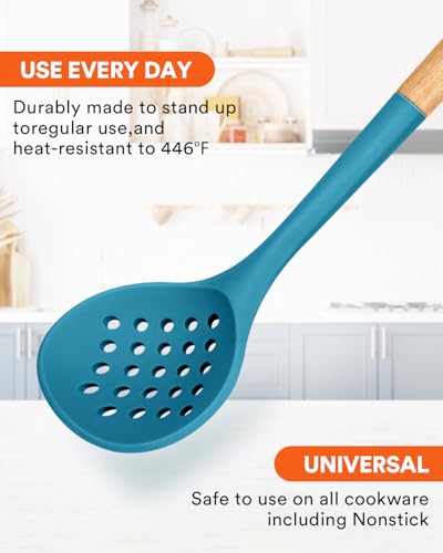 Silicone Kitchen Ladle Strainer (Blue)