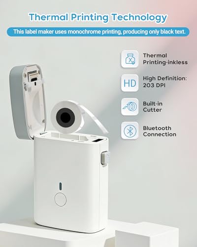 Label Maker Bluetooth Label Maker Machine with Tape (White)