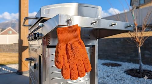 Grill Armor Oven Gloves with Fingers (One Size Fits Most Standard Cuff / Orange)