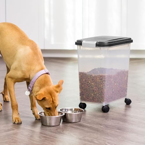 Airtight Pet Food Storage Rolling Container (30 lbs / Black)