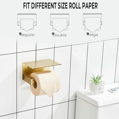 Toilet Paper Holder with Shelf Toilet Roll Holder for Bathroom Restroom T