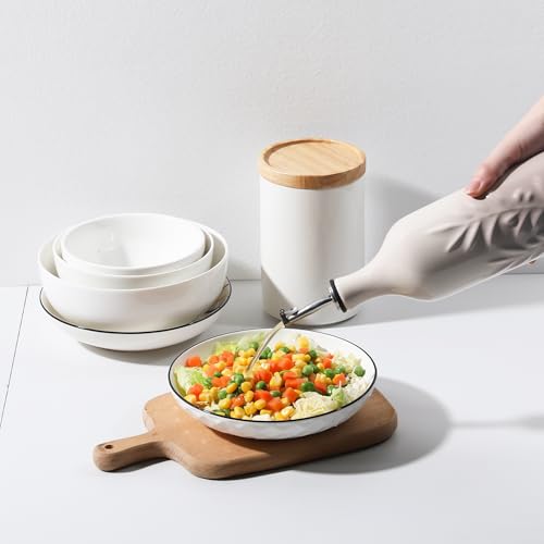 Sweejar Ceramic Olive Oil Dispenser Bottle (Gradient FogGray / 24 oz, Set of 1)