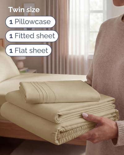 Twin Size 3 Piece Sheet Set (13 - Beige / Twin)