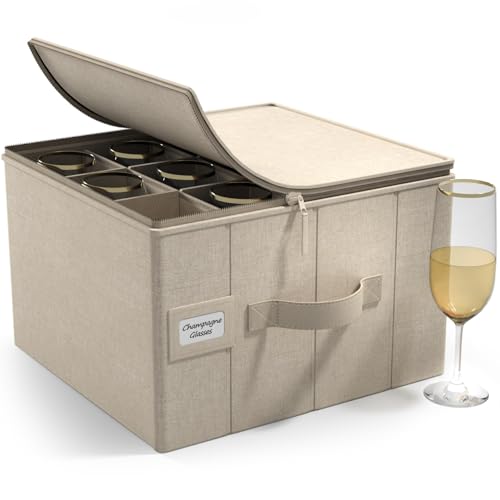 Champagne Flute Storage Box (Beige / Flute Glass Storage)