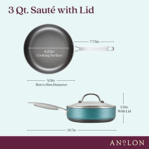Achieve Hard Anodized Nonstick Sauté Pan with Lid (Saute Pan (3 Quart) / Teal)