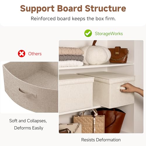 Fabric Storage Bins with Lids (Rustic Linen / Jumbo)