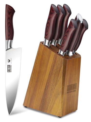 7PCS Kitchen Knife Set with Block (7 Pieces Knife Set)