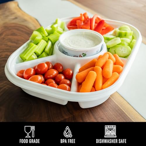 Jumbo Divided Serving Tray with Lid (White)