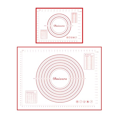 Silicone Baking Mats Set of 2 (Red / Large 31.5" x 24" Small 16" x 12")