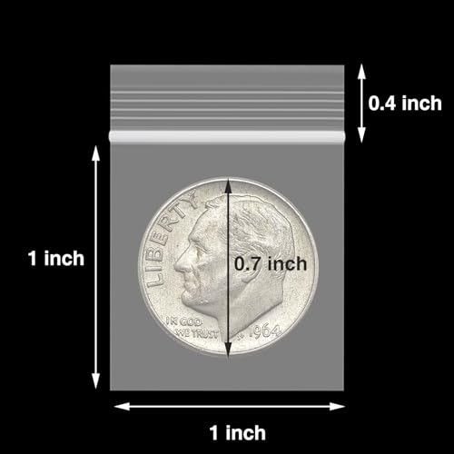 300Pcs 1" x 1" Clear Plastic Zip Bags (300 Count)