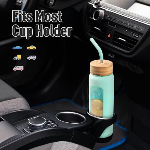 24oz Glass Water Bottle with Straw and 2 Lids (Mint Green / 24 Ounces)