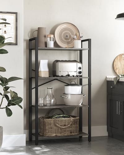 4 Tier Bookshelf (Charcoal Grey + Ink Black / 4 Tiers (11.8"D x 26"W) / Without Back Panels)