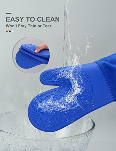 Silicone Oven Mitts (Royal Blue / 13.8in Oven Mitts)