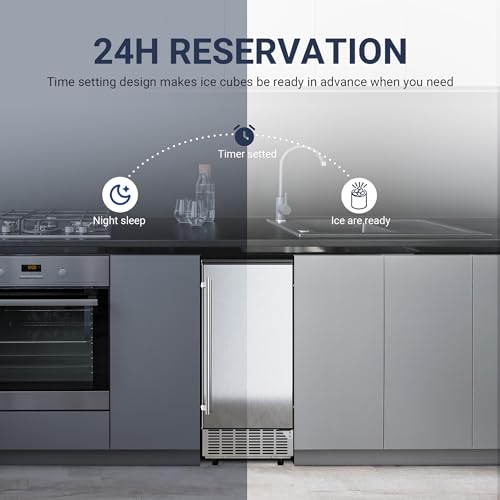 Commercial Under Counter Ice Maker with Drain Pump (Silver)