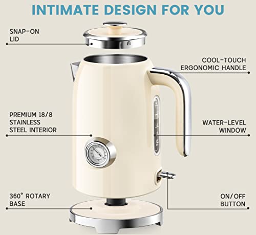 57oz Electric Kettle with Thermometer (Beige)