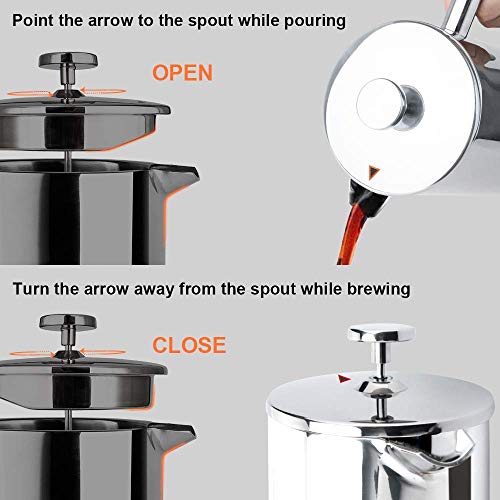 French Press Coffee Maker (Silver / 50 oz)