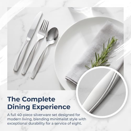 40 Piece Stainless Steel Silverware Set for 8 (Silver / 40-Piece)