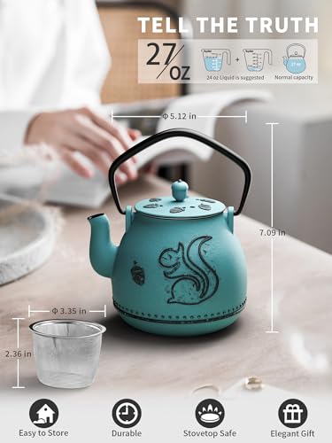 Teapot with Removable Infuser (1 Quarts / Blue Squirrel)