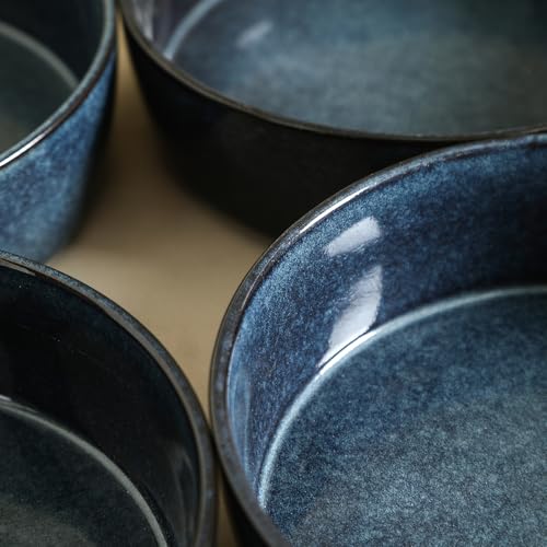 Eden 4 Piece Pasta Bowl Set Stoneware (Dark Blue / 4-Piece - Pasta Bowl)