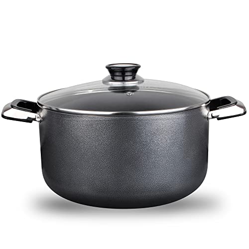 10 Quart Non stick Stock Pot with Tempered Glass Lid and Carrying Handles (10-Quart Stock Pot / Open Stock)