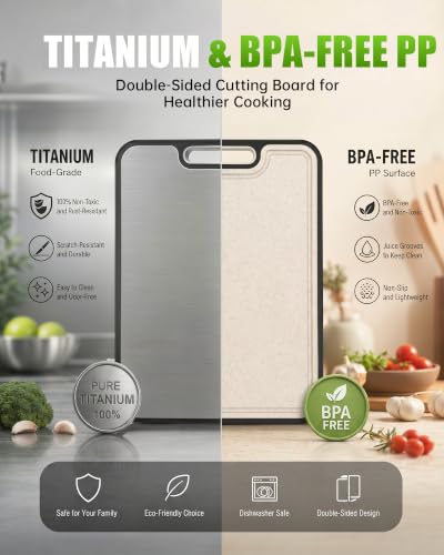 Non Toxic Titanium Cutting Board for Kitchen (Titanium / 15"L x 10"W)