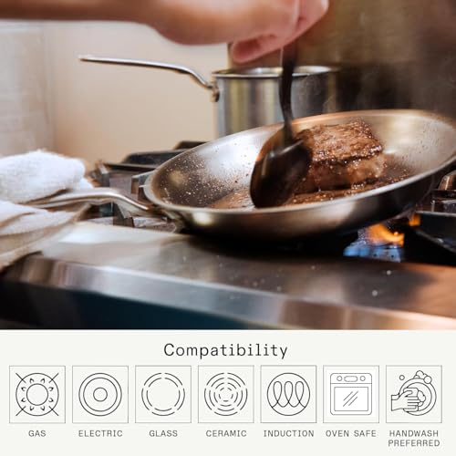Cookware - 10-Inch Stainless Steel Frying Pan - 5 Ply Stainless Clad - Professional Cookware - Crafted in USA - Induction Compatible (10")