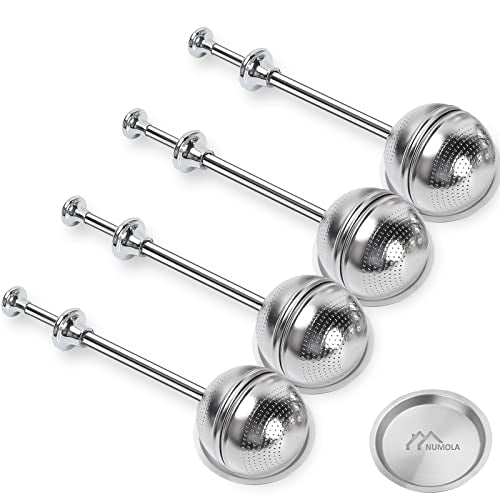 Long Handle Tea Ball Stainless Steel with Drip Trays (Long Handle Tea Ball x 4)